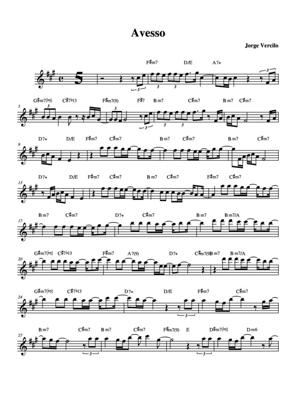 Partitura da música Avesso v.2
