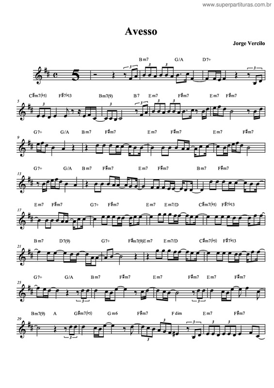 Partitura da música Avesso v.4