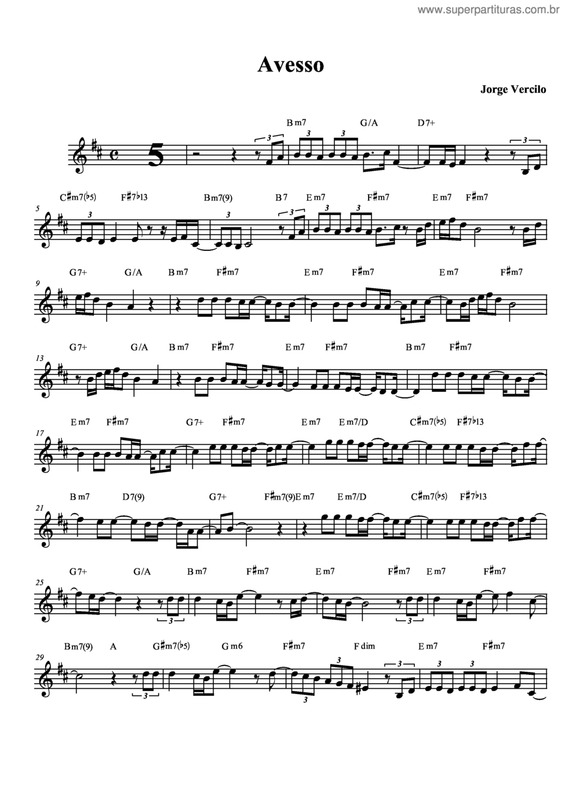 Partitura da música Avesso v.4
