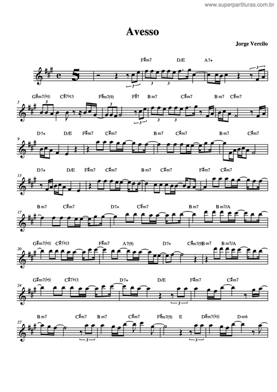 Partitura da música Avesso v.5