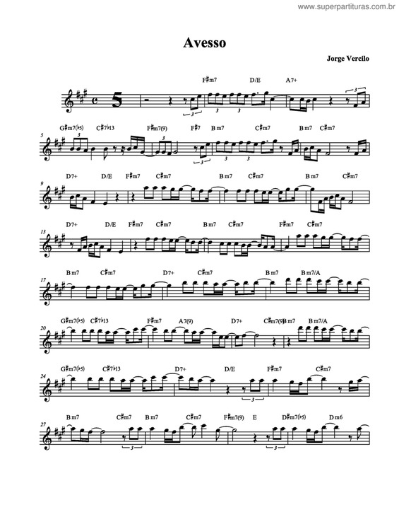 Partitura da música Avesso