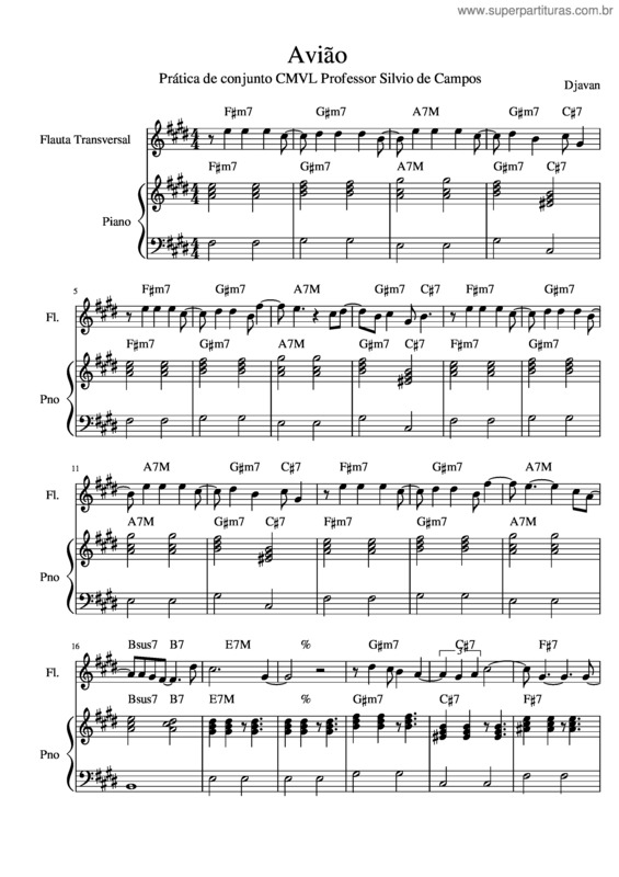 Partitura da música Avião Grade