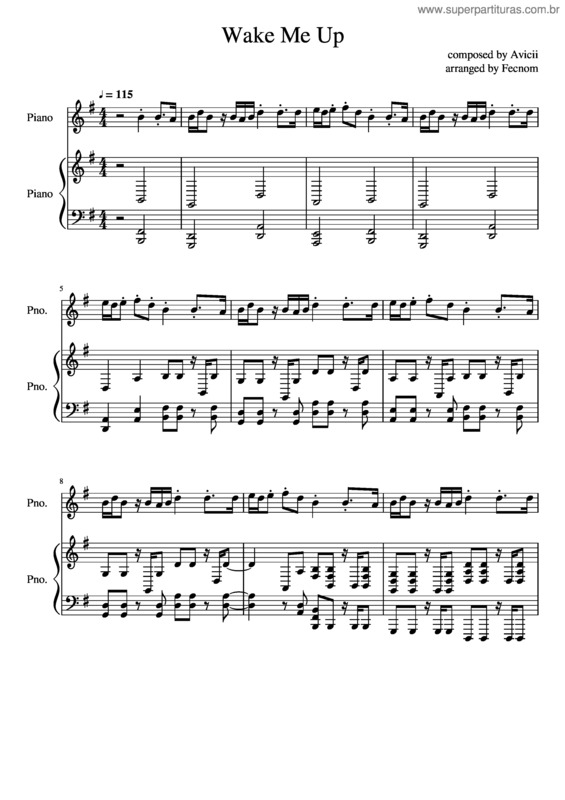 Partitura da música Avicii – Wake Me Up v.2