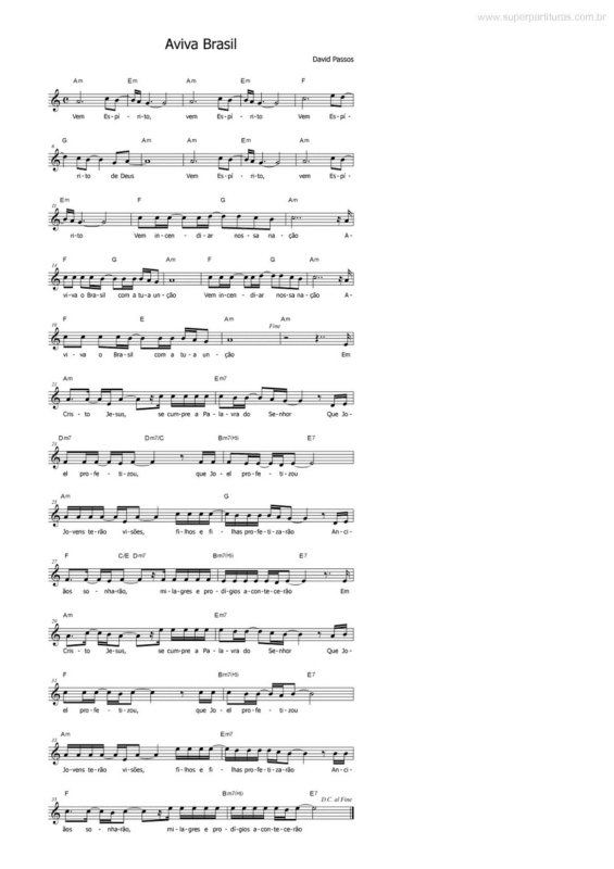 Partitura da música Aviva Brasil