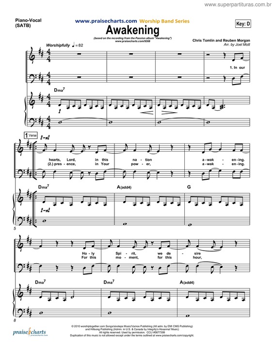 Partitura da música Awekening