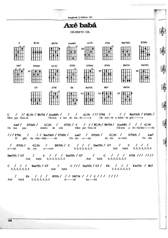 Partitura da música Axé Babá