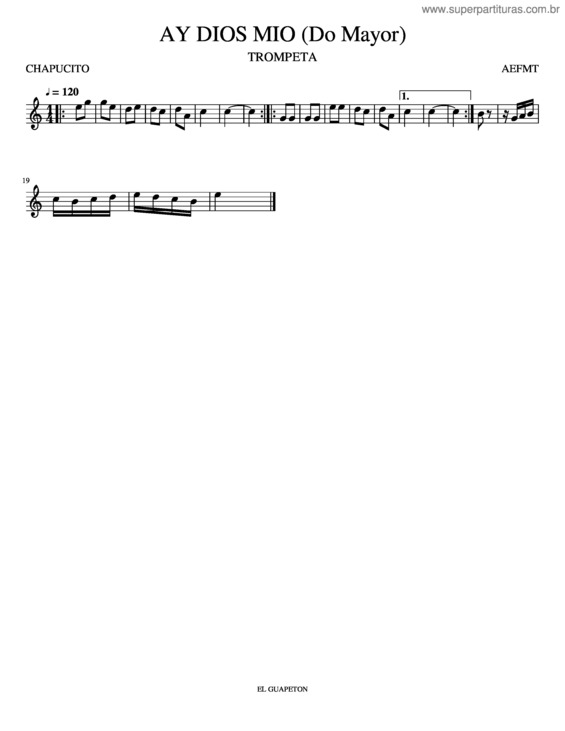 Partitura da música Ay Dios Mio  Do Mayor