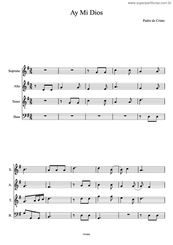 Partitura da música Ay Mi Dios
