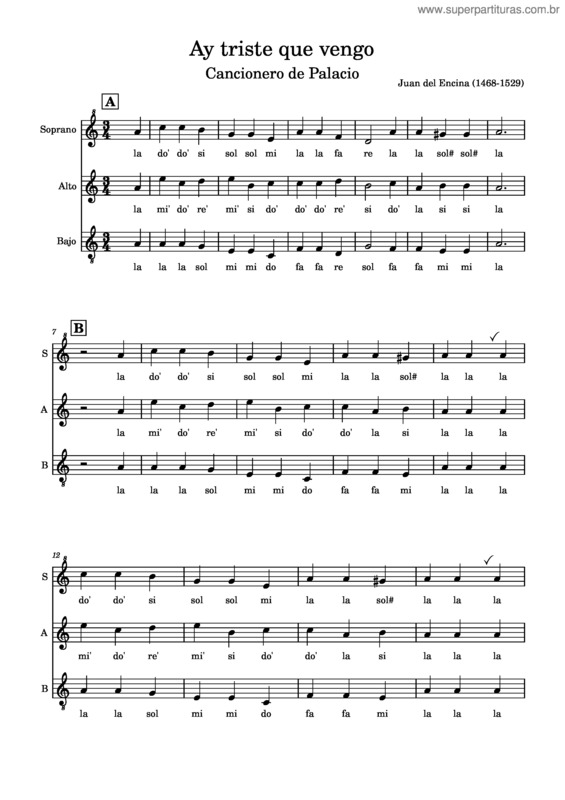 Partitura da música Ay Triste Que Vengo v.5