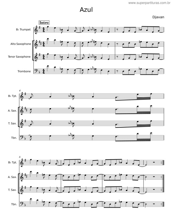 Partitura da música Azul – Djavan v.3