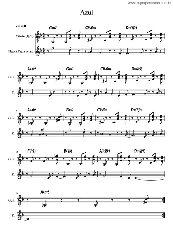 Partitura da música Azul – Djavan v.4