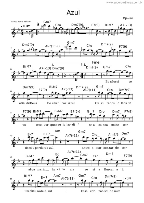 Partitura da música Azul – Djavan v.5