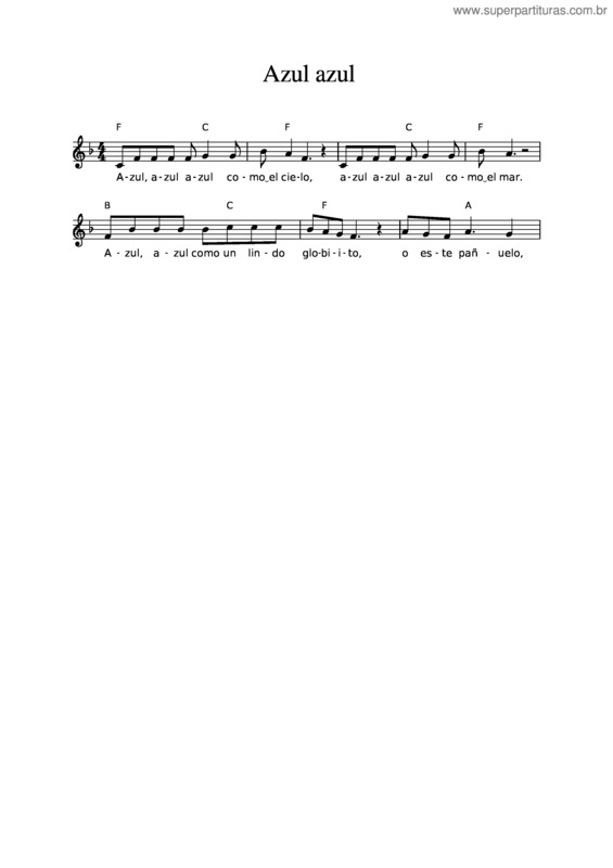 Partitura da música Azul Azul – Canción Infantil Española Tradicional