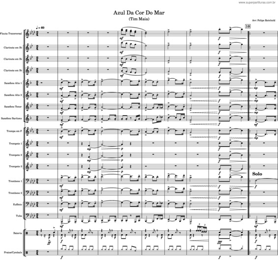 Partitura da música Azul Da Cor Do Mar – Tim Maia v.2