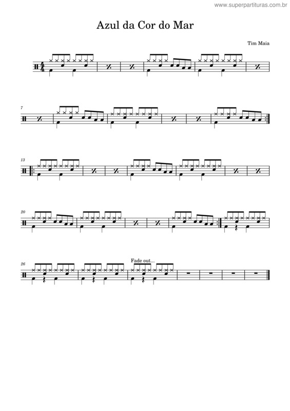 Partitura da música Azul Da Cor Do Mar – Tim Maia v.8