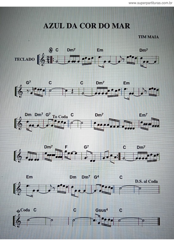 Partitura da música Azul Da Cor Do Mar v.12