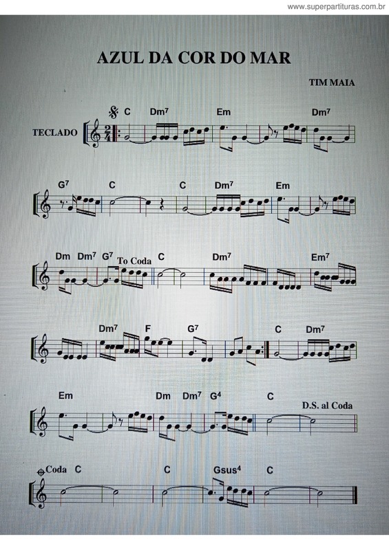 Partitura da música Azul Da Cor Do Mar v.12