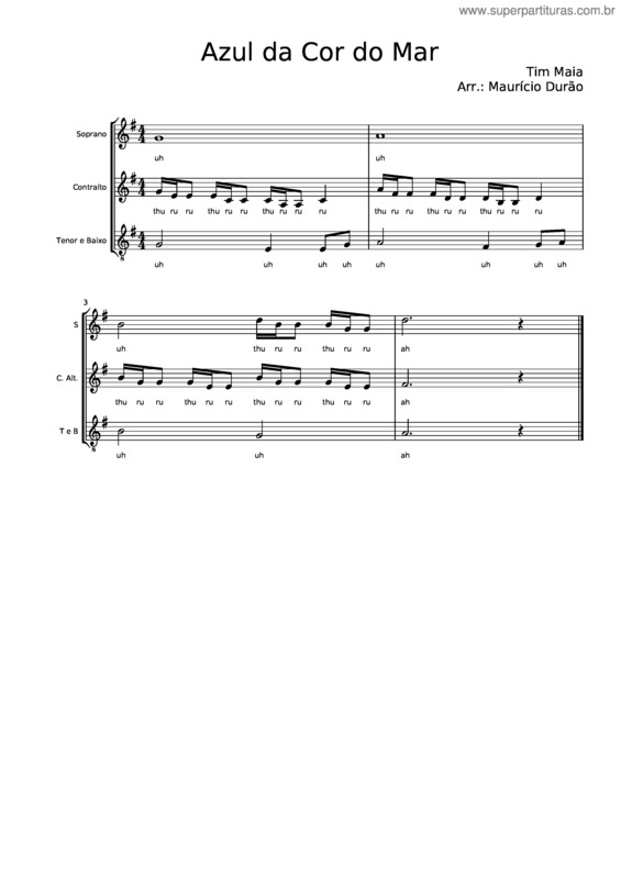 Partitura da música Azul Da Cor Do Mar v.16