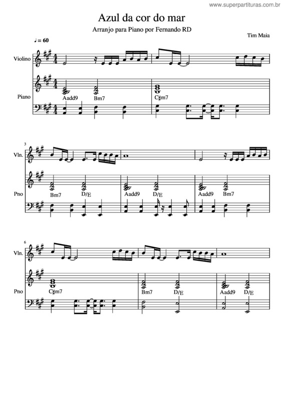 Partitura da música Azul Da Cor Do Mar v.17