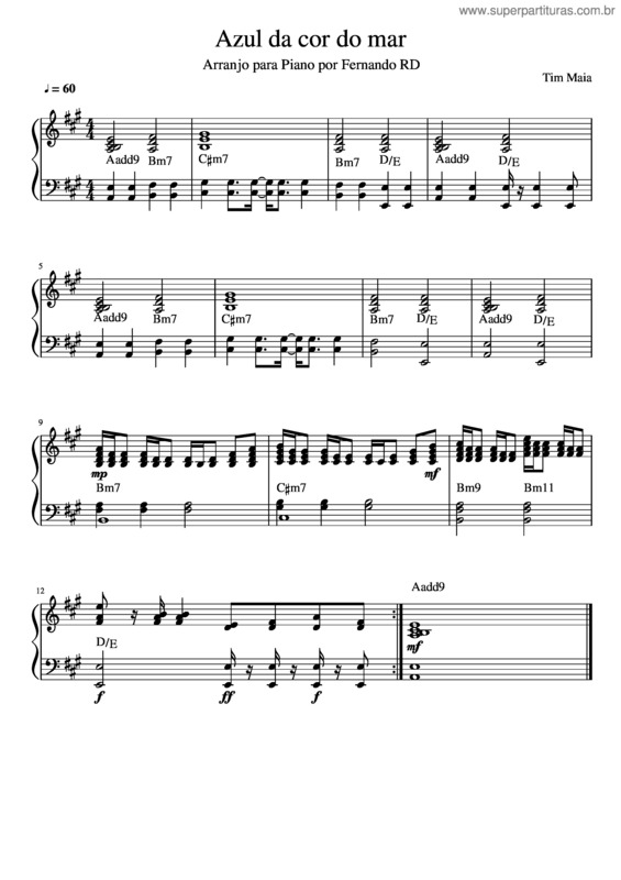 Partitura da música Azul Da Cor Do Mar v.18