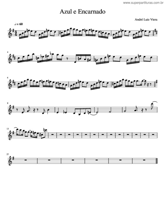 Partitura da música Azul E Encarnado