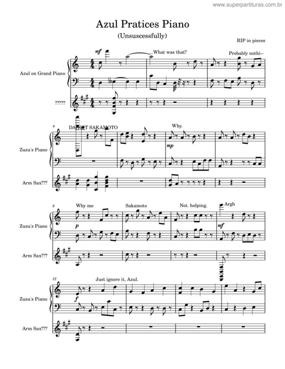 Partitura da música Azul Practices Piano