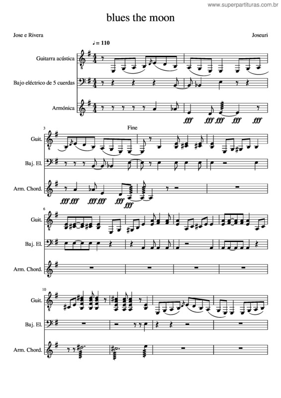 Partitura da música Azules La Luna