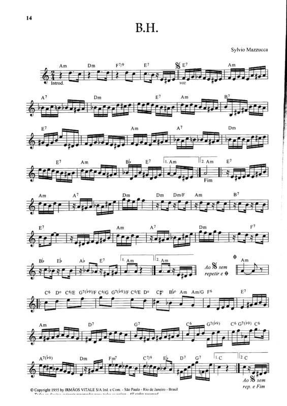 Partitura da música B.H. v.4