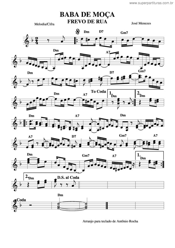 Partitura da música Baba De Moça