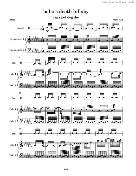 Partitura da música Babu`S Death Lullaby