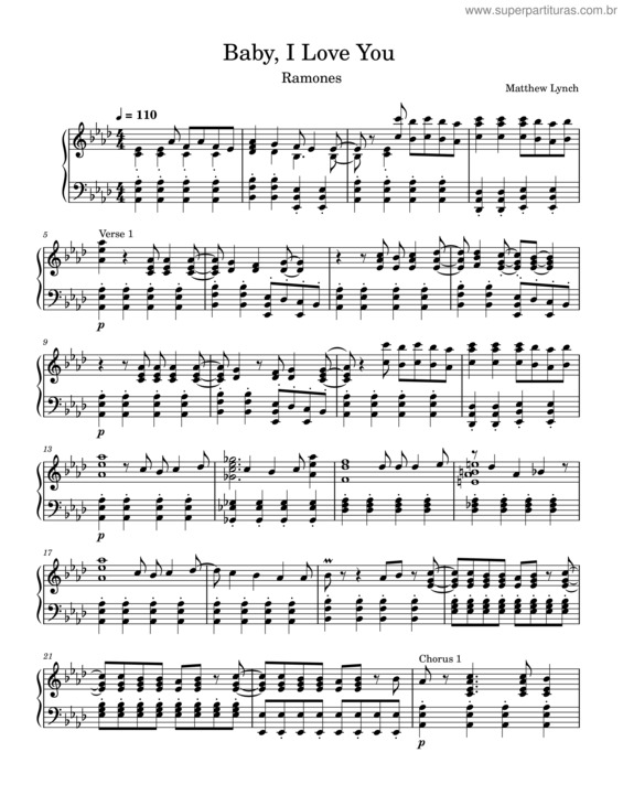Partitura da música Baby, I Love You