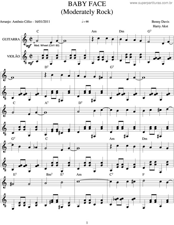 Partitura da música Baby Face v.2