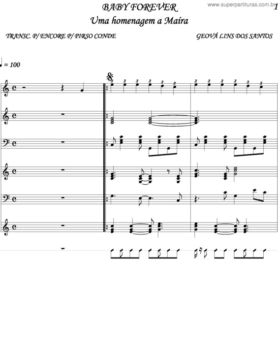 Partitura da música Baby Forever