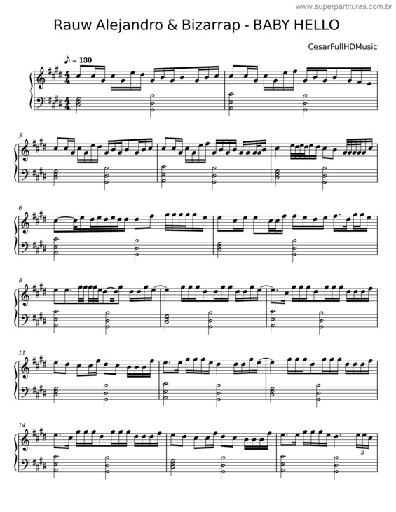 Partitura da música Baby Hello