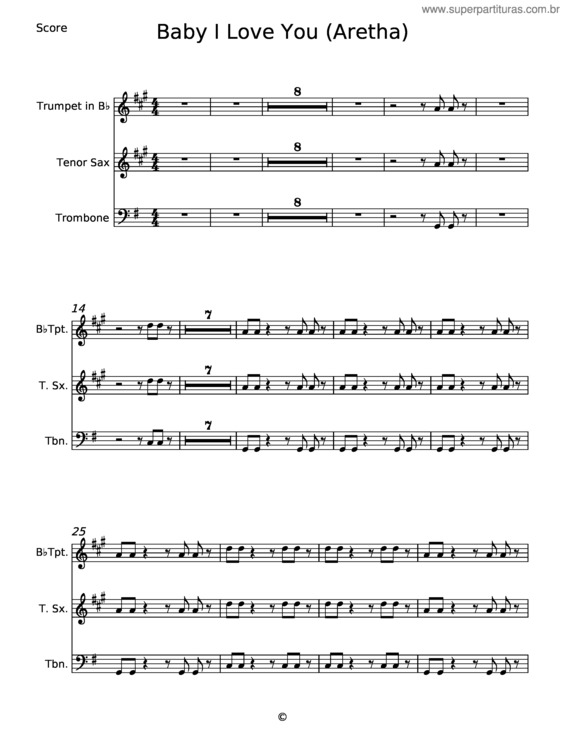 Partitura da música Baby I Love You – Aretha Franklin