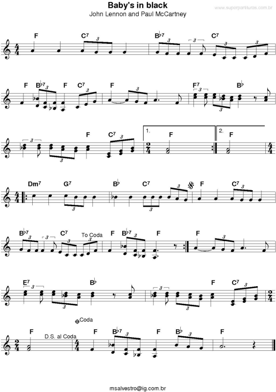 Partitura da música Baby`s in Black v.3