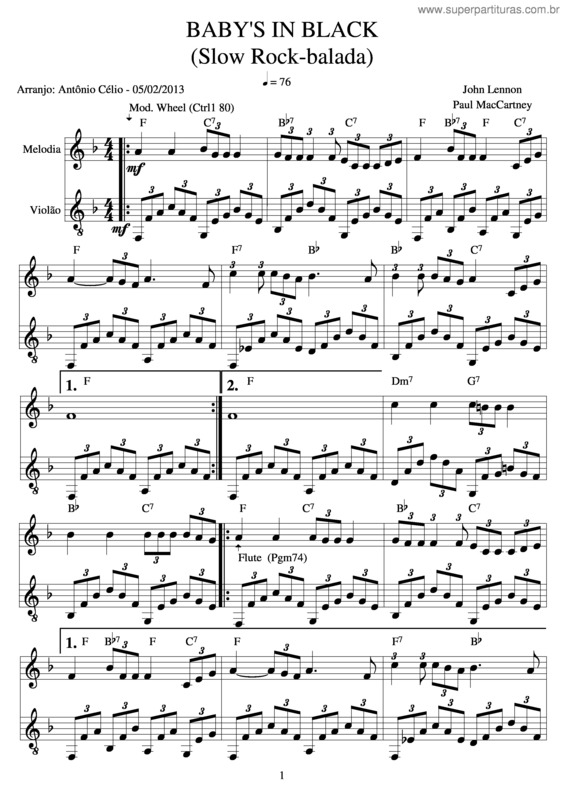 Partitura da música Baby`S In Black v.4