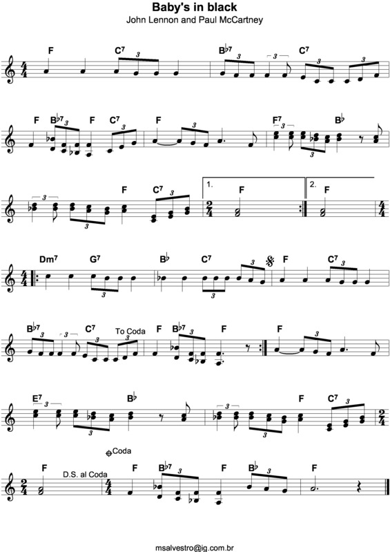 Partitura da música Baby s in black v.5