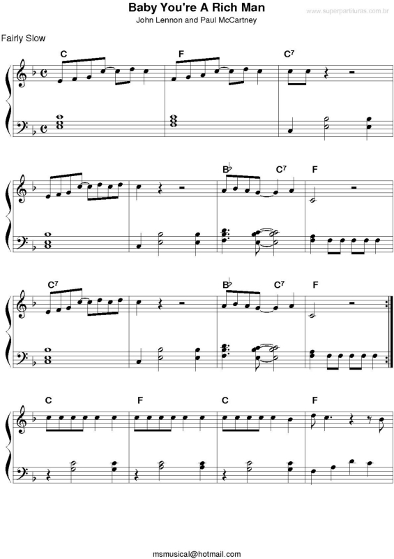 Partitura da música Baby You`re A Rich Man