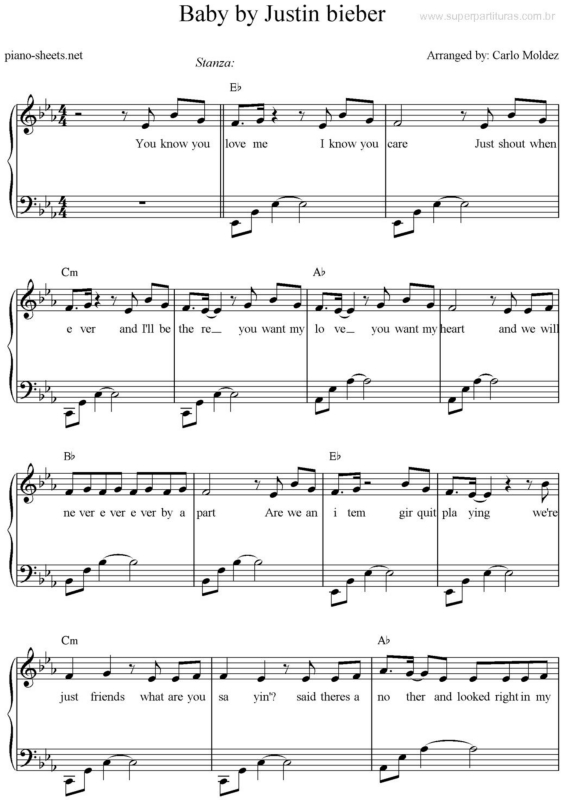 Partitura da música Baby