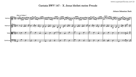 Partitura da música Bach – Cantata Bwv 147 X. Jesus Bleibet Meine Freude