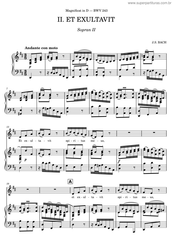 Partitura da música Bach – Et Exultavit  Magnificat In D  Bwv 243 N02