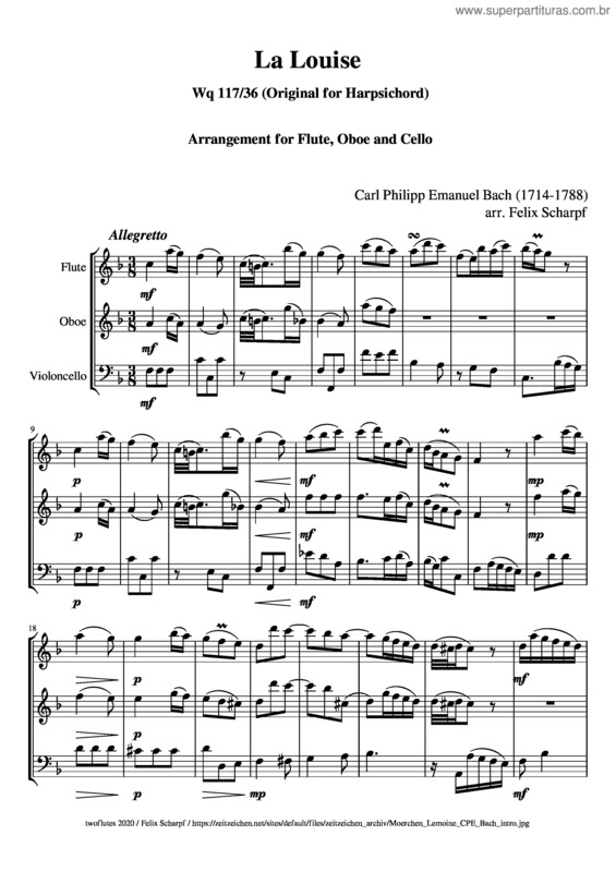Partitura da música Bach, Carl Philipp Emanuel – La Louise