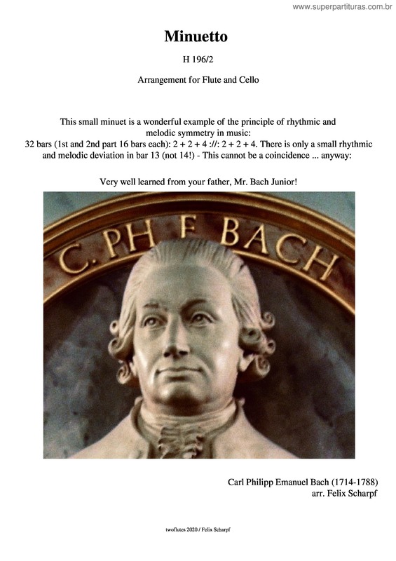 Partitura da música Bach, Carl Philipp Emanuel – Minuetto