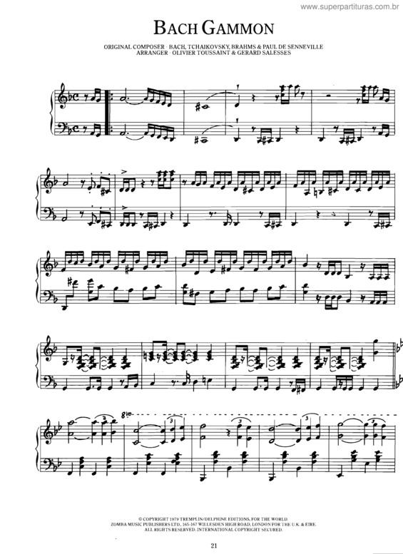 Partitura da música Bach Gammon