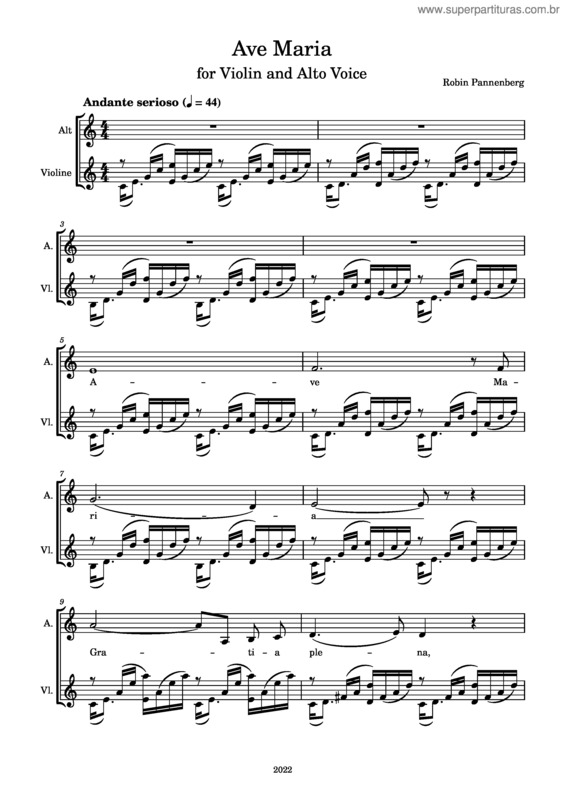 Partitura da música Bach/Gounod/Pannenberg – Ave Maria For Alto And Violin