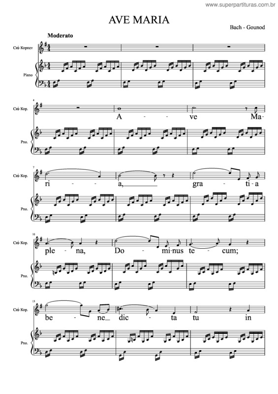 Partitura da música Bach–Gounod