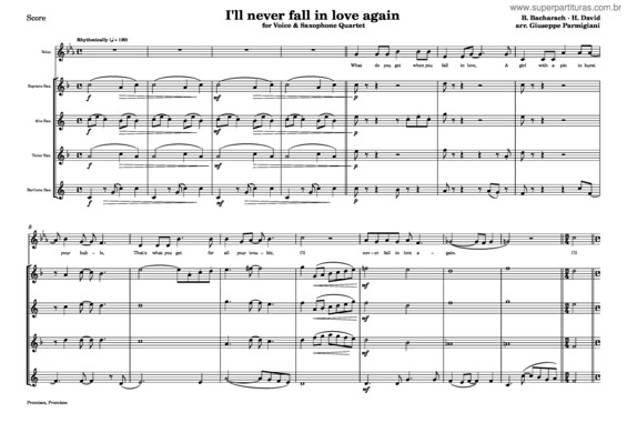 Partitura da música Bacharach – I`Ll Never Fall In Love Again