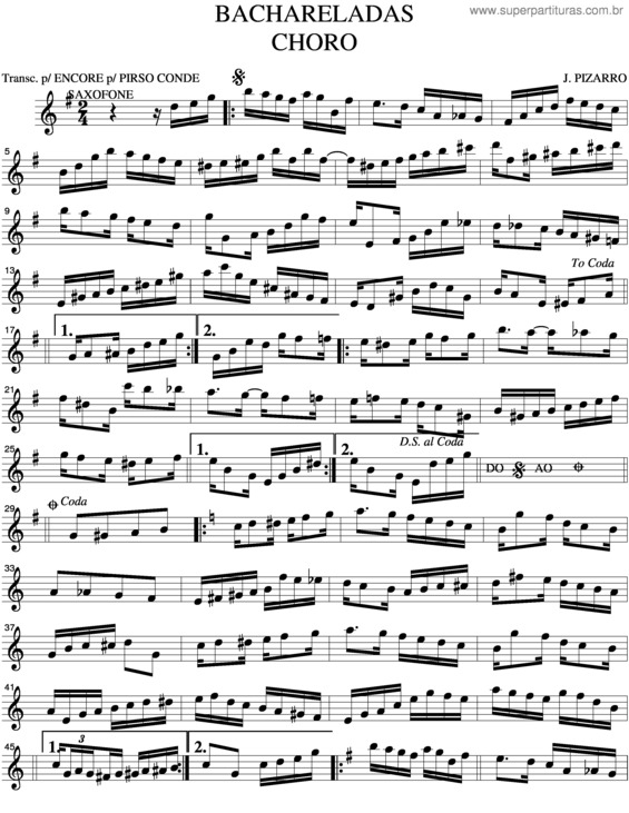 Partitura da música Bachareladas