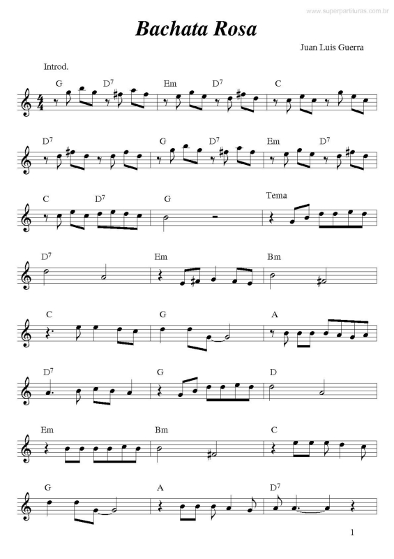 Partitura da música Bachata Rosa